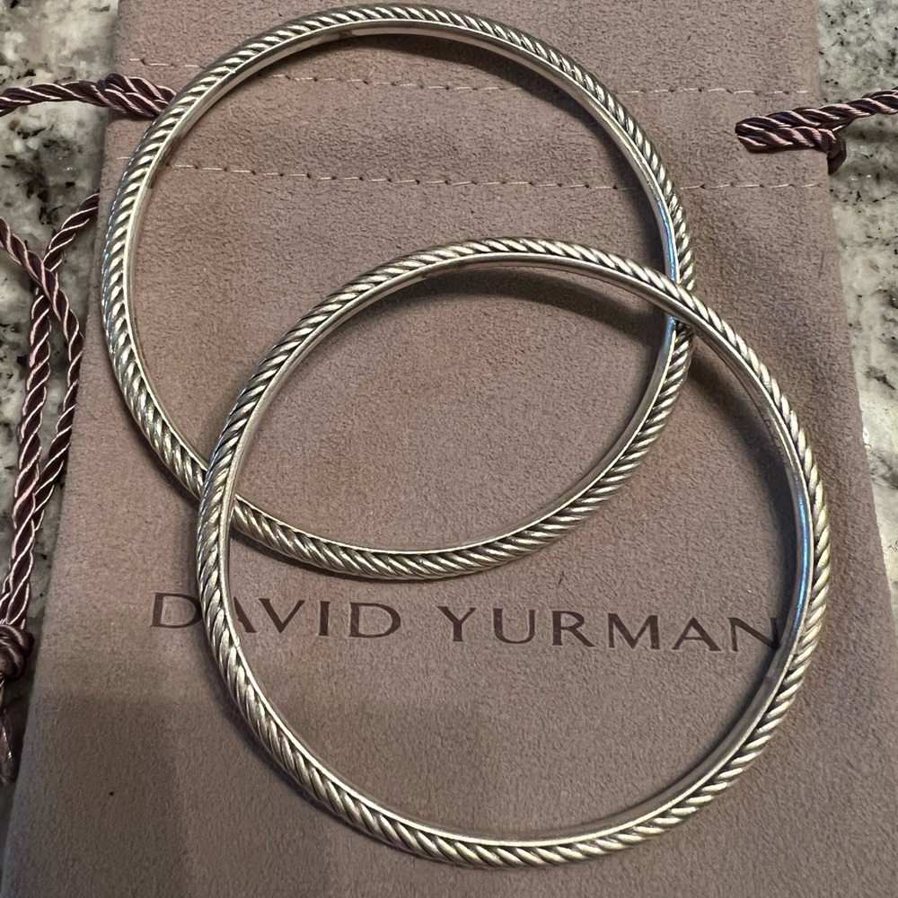 Authentic David Yurman sterling silver cable bangles (2), small